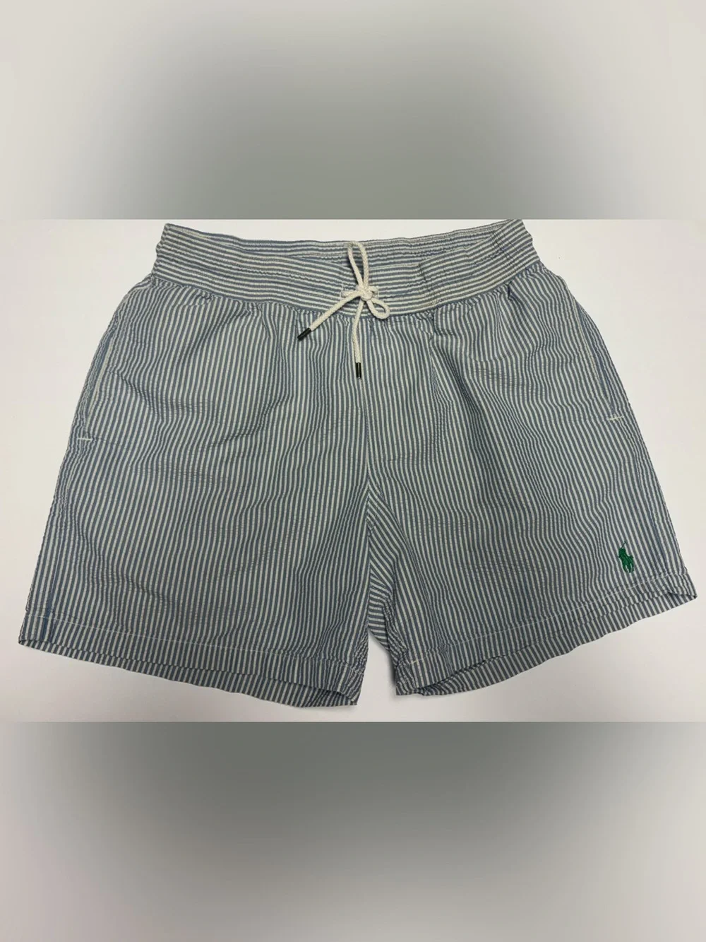 Polo by Ralph Lauren Men's Swim Shorts Blue/White Striped S/P Drawstring Mesh
